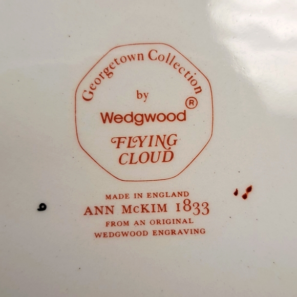 Vintage Wedgewood Georgetown Coll. rust Flying Cloud "Ann McKim" cake plate - Picture 5 of 5
